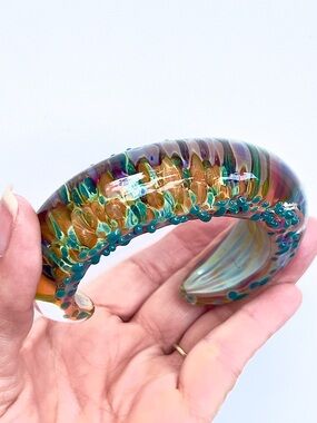 MURANO Glass Sea Life Coral Large Cuff Bracelet Rare GORGEOUS